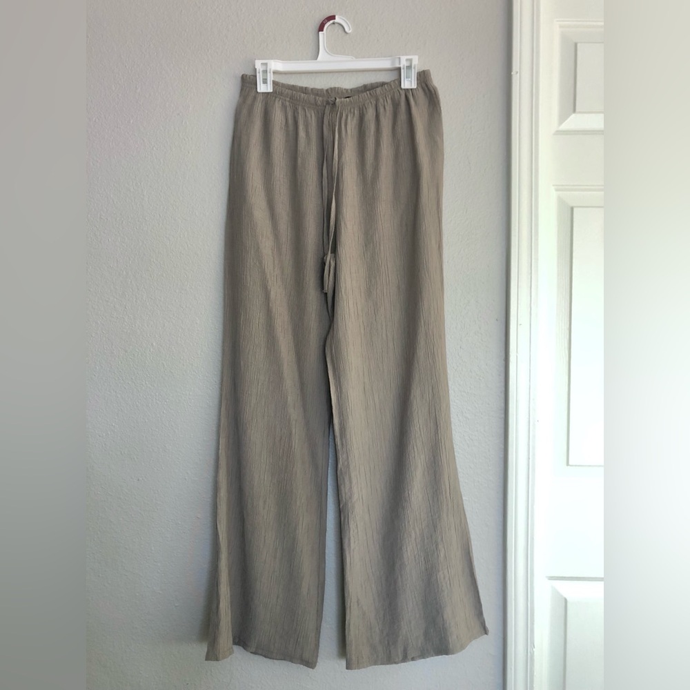 NWOT Zara Beige Wide-Leg Pants